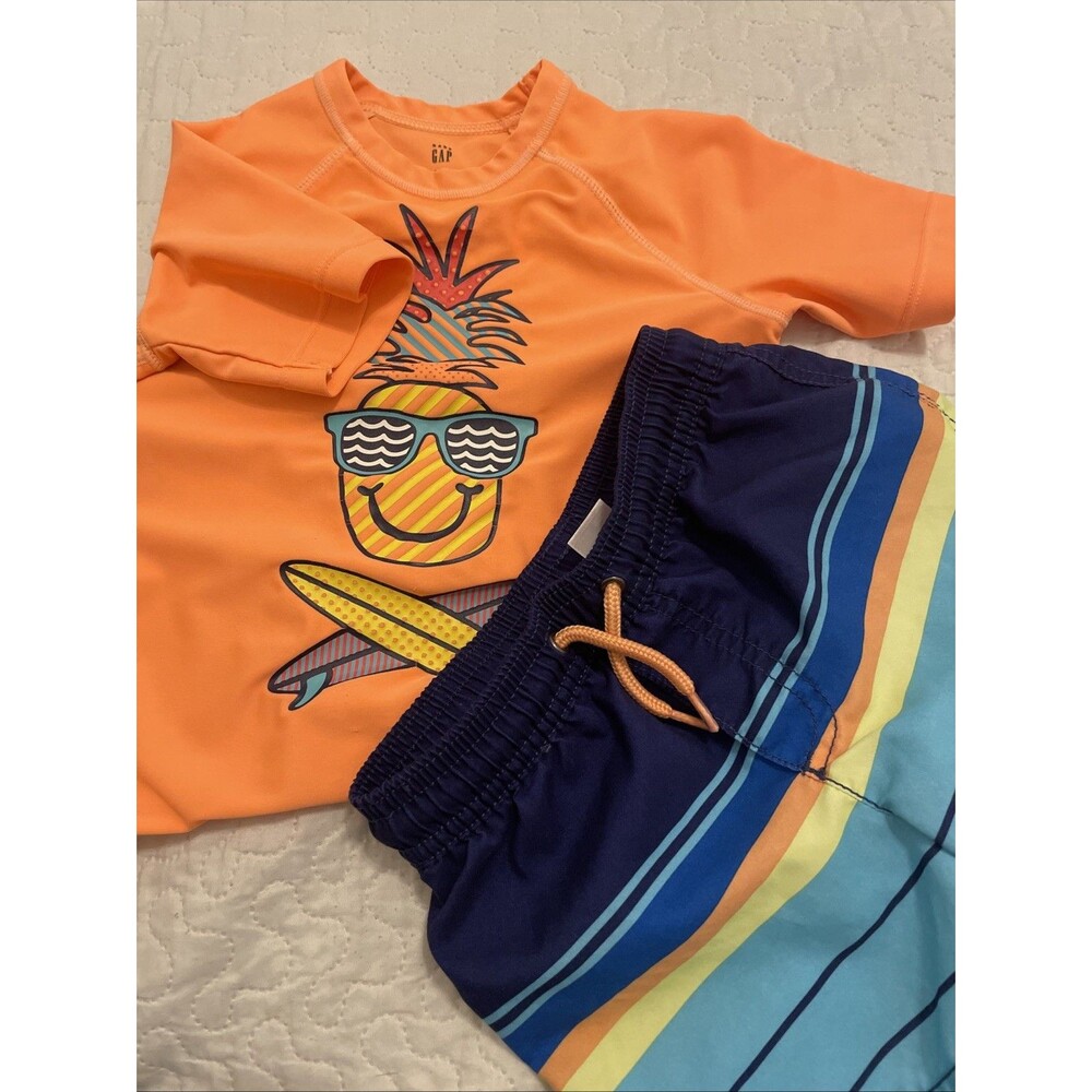 Boys 2T 24 M Rash Guard Swim Trunks Swimming Shirt Shorts Beach Gap